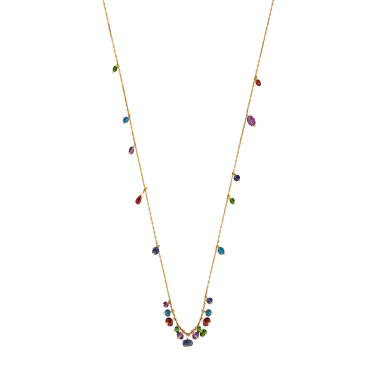 Sweet Pea 18ct gold necklace multi coloured beads from Crown Jewels collection