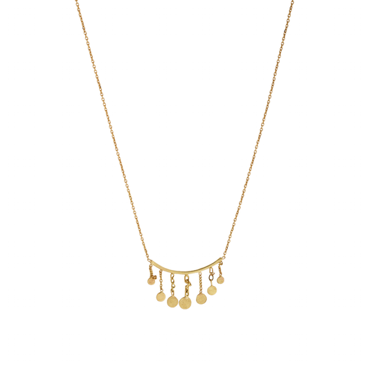 Sweet Pea 18ct gold Ancient Worlds chain drop necklace close up.