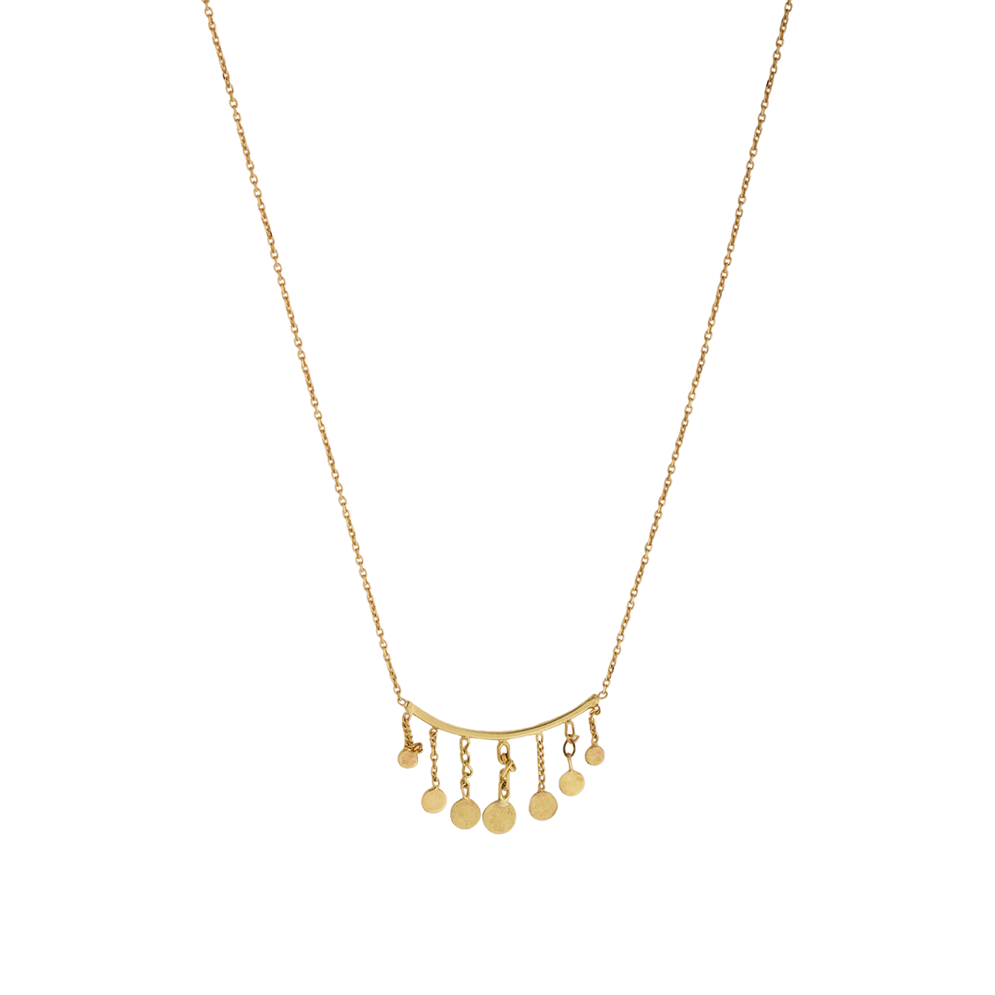 Sweet Pea 18ct gold Ancient Worlds chain drop necklace close up.