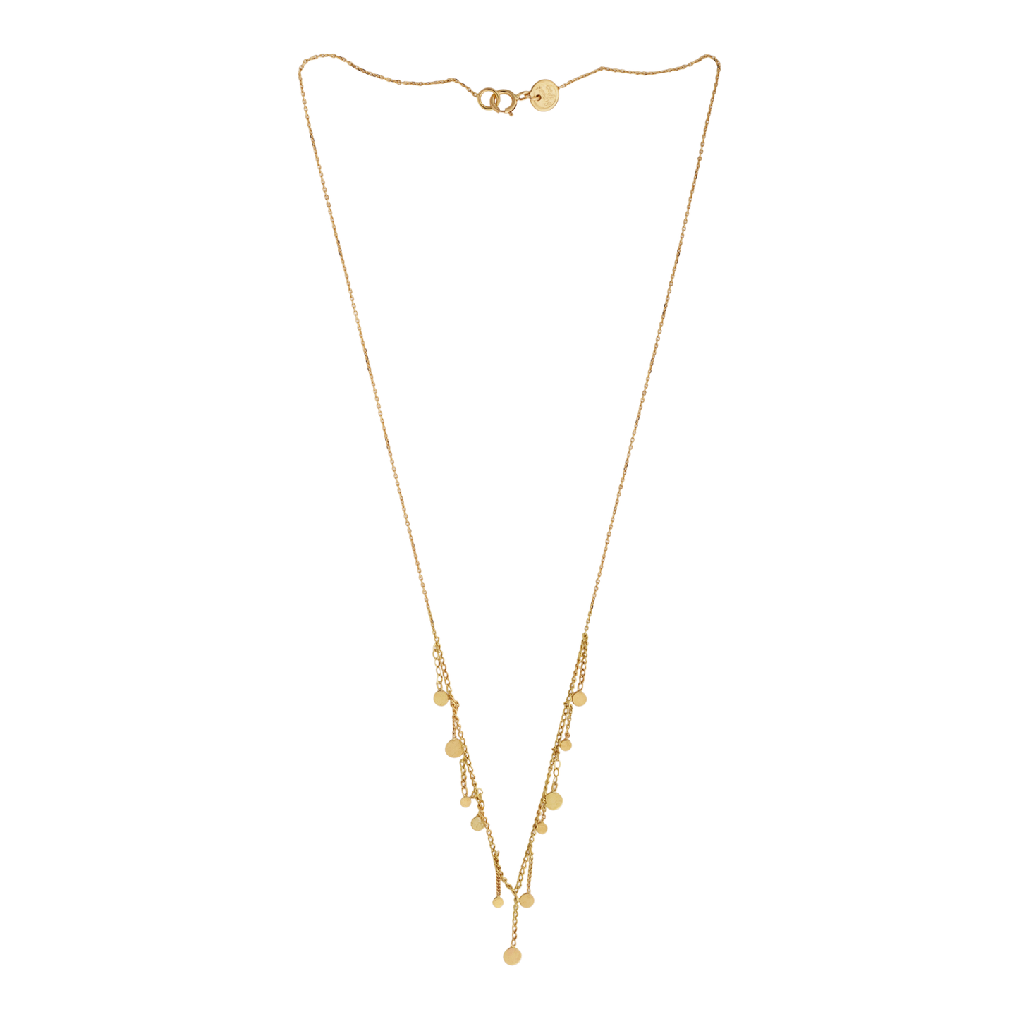Sweet Pea 18ct gold Ancient World chain necklace with chain and disc drops