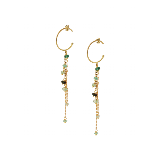 Sweet Pea Pogo Punk Emerald Grape beaded gold Earrings