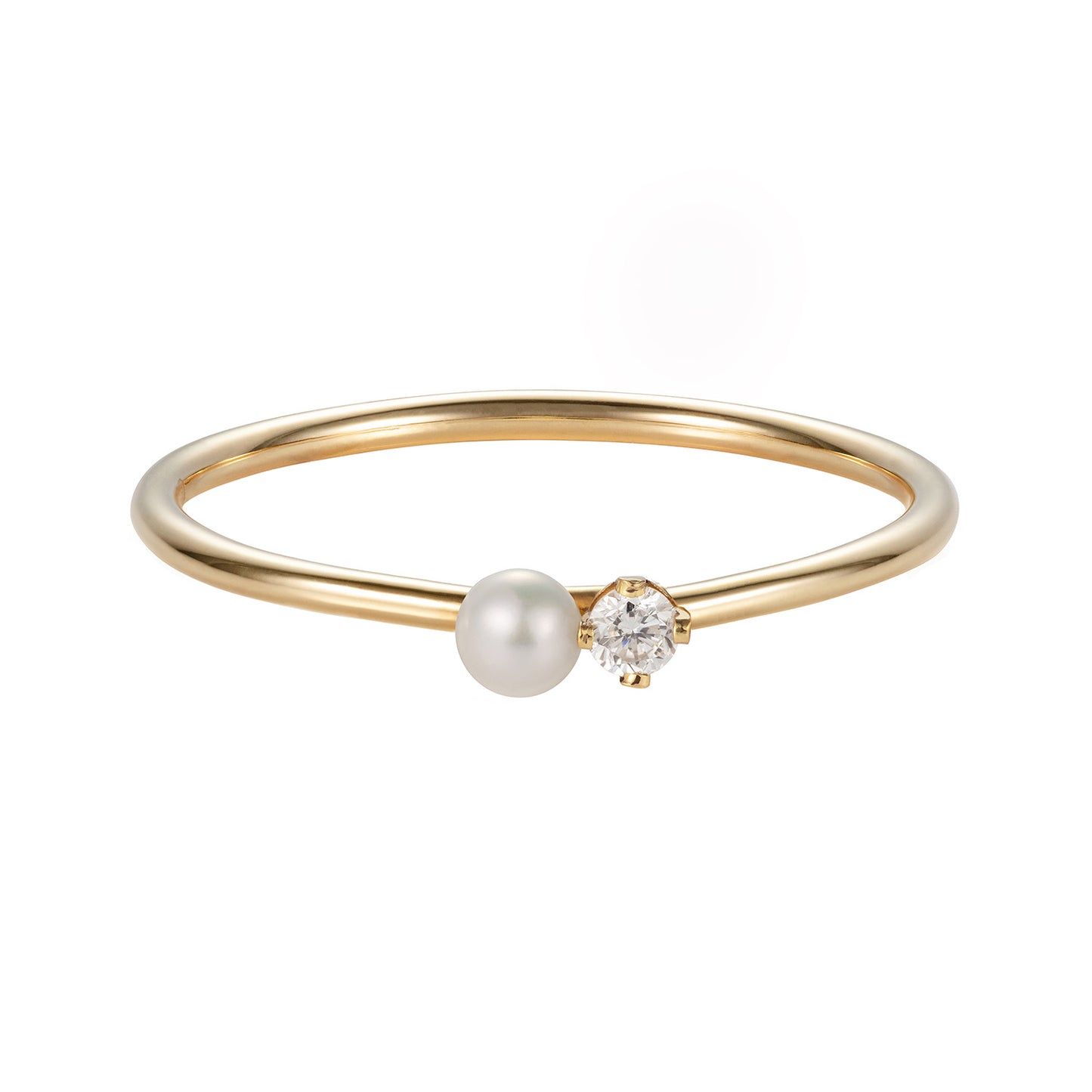White Pearl and Diamond Ring