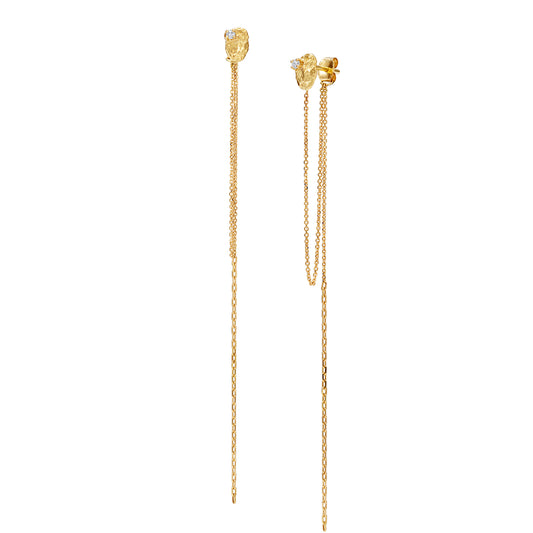 Moonscape Diamond Nugget Front to Back Chain Earrings