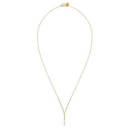 Brilliant Baguette Diamond Single Bar Pendant Necklace
