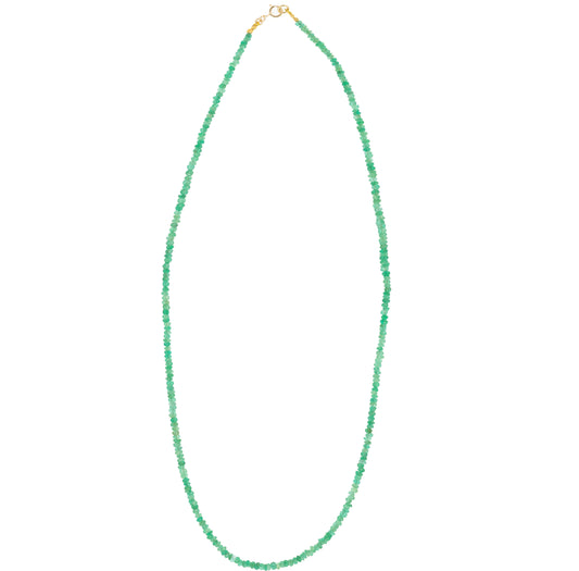 Emerald beaded strand necklace with 18ct yellow gold clasp.