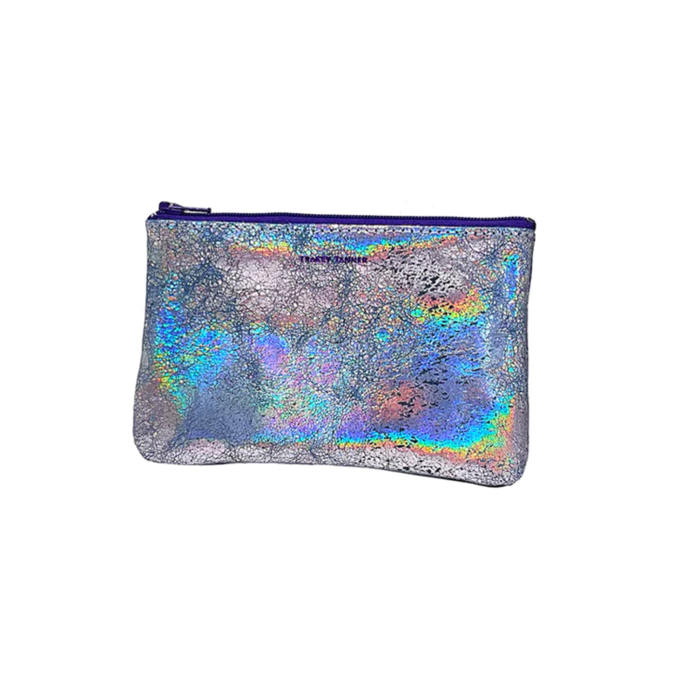 Tracey Tanner Medium Flat Zip leather Pouch Hologram