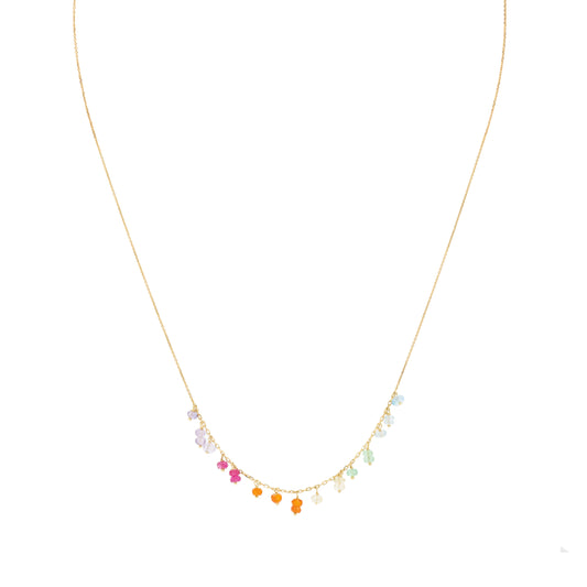 Sweet Pea 18ct gold Love is Love short rainbow necklace