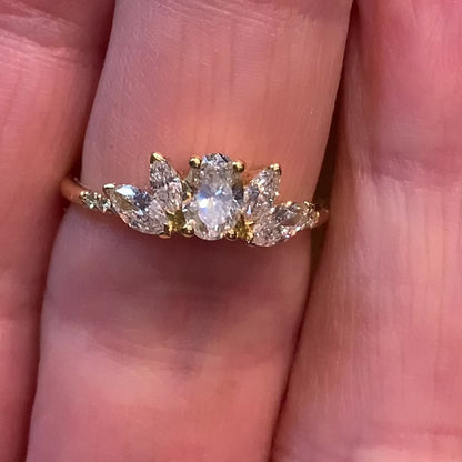 White Diamond Tiara Ring in 18ct Yellow Gold