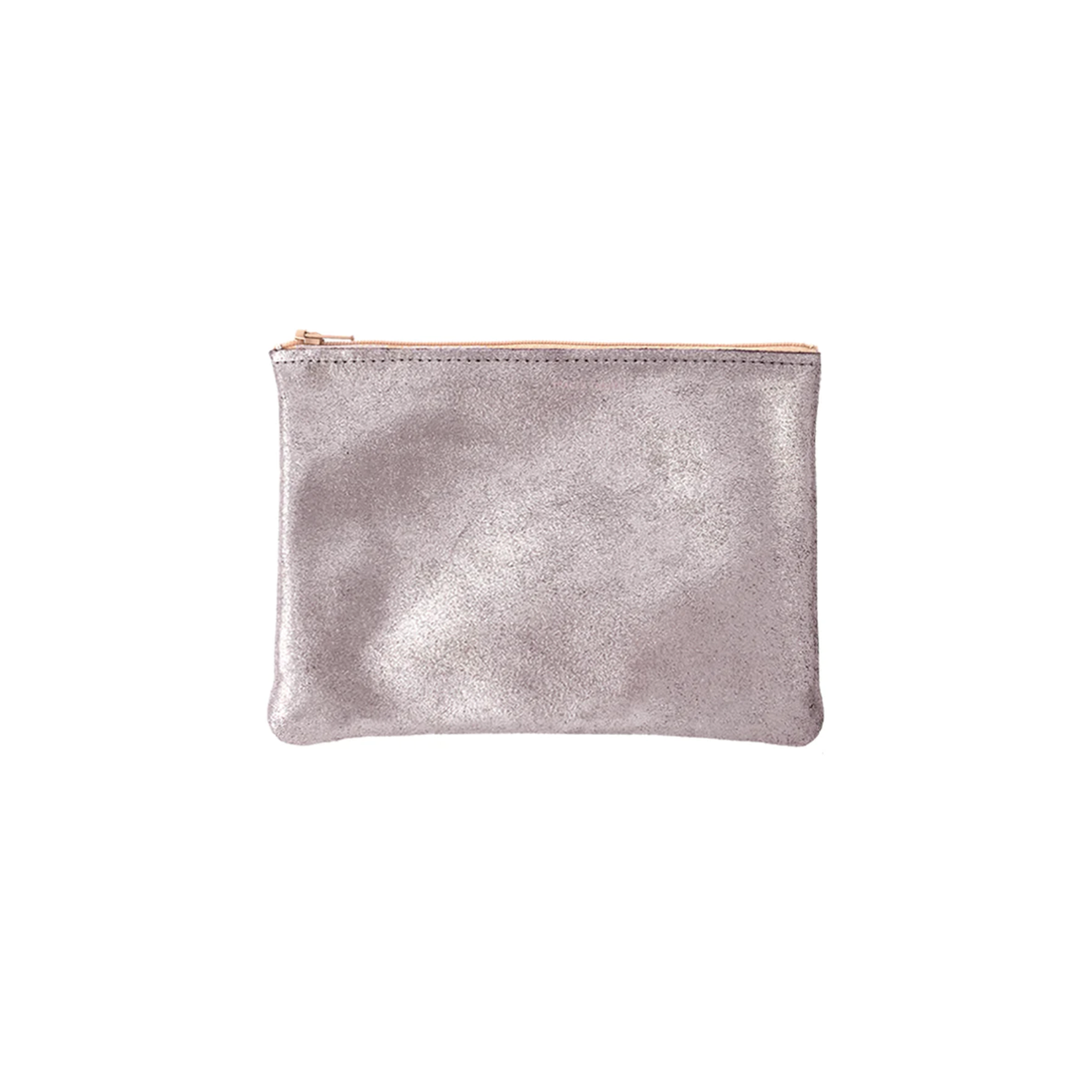 Tracey Tanner Medium Flat Zip leather Pouch Smokey Pink Sparkle