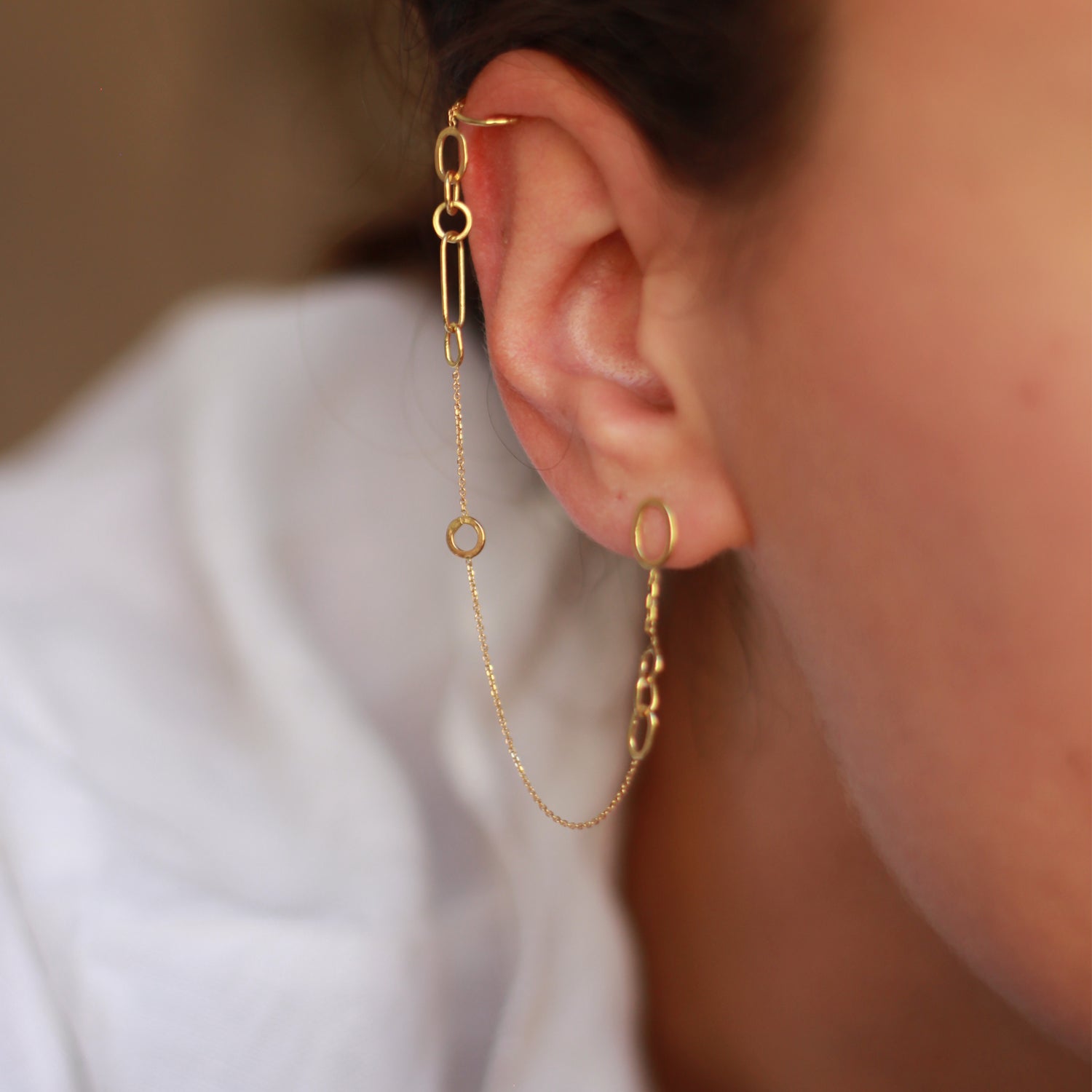 Linked with Love Stud To Cuff Earring on model