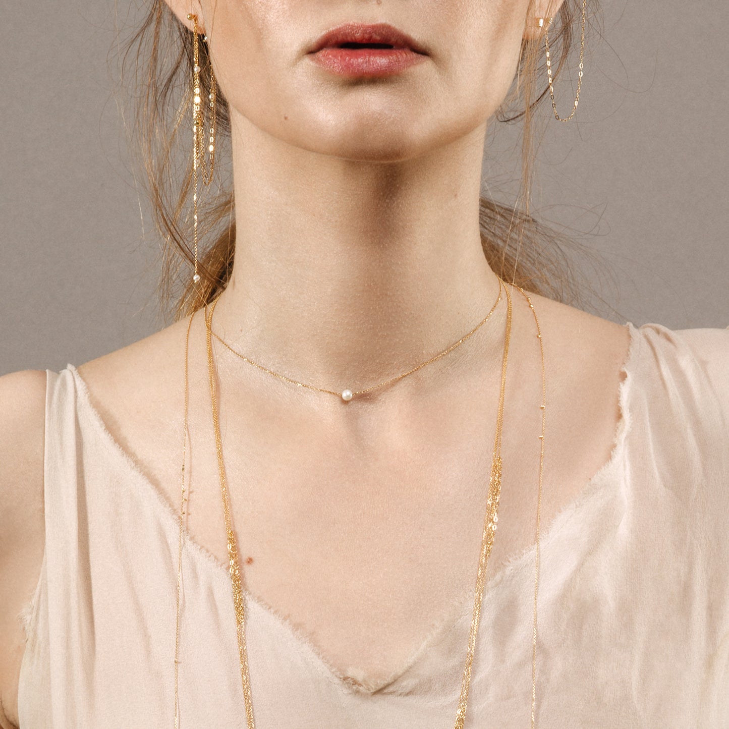 Pearl Fine Necklace on model