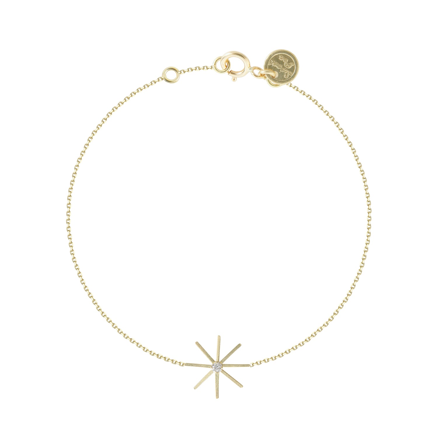This 18ct yellow gold fine chain bracelet is from our Pop Up Daisy Collection. The Flower motif is made up from fine gold petals and features a central Diamond set collet.