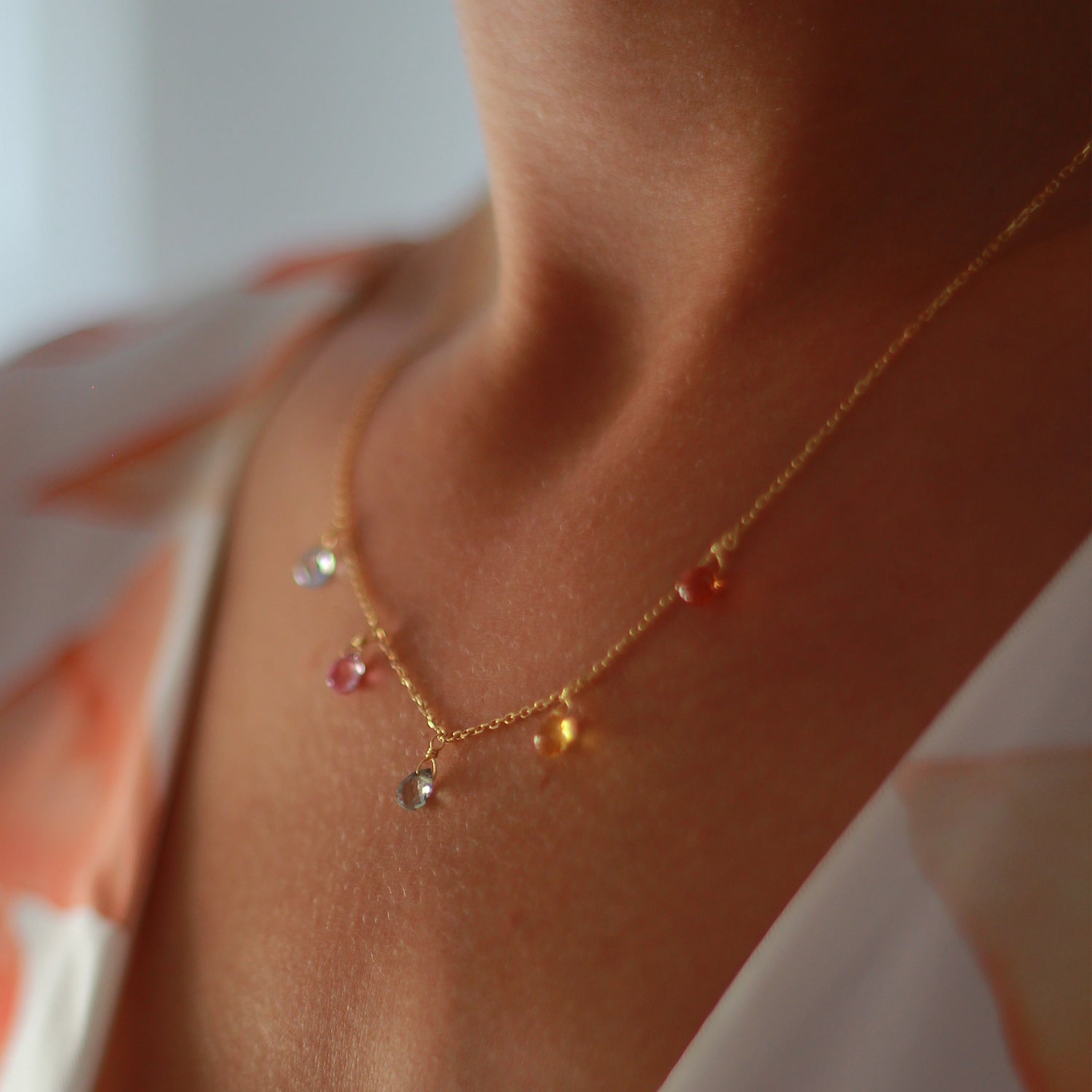 Multi Sapphire Necklace on model