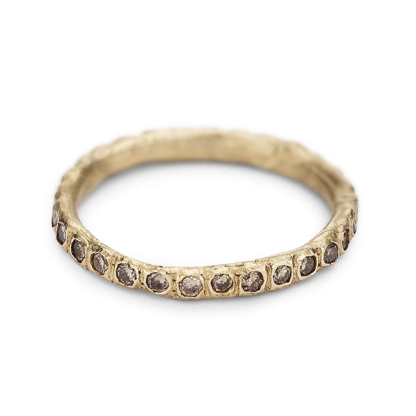 14ct yellow gold Ruth Tomlinson Champagne Diamond eternity band. Organic eternity band. Organic diamond ring.