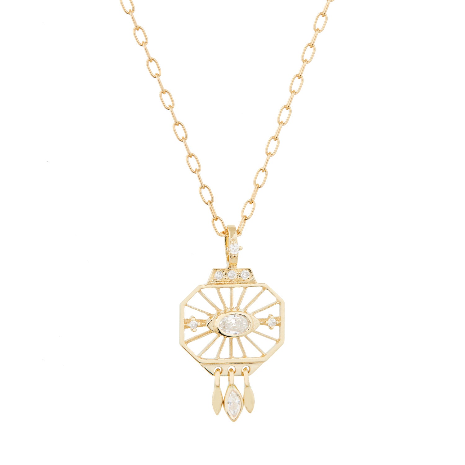 Celine Daoust_Diamond Sun Eye Open Octagonal Chain Necklace