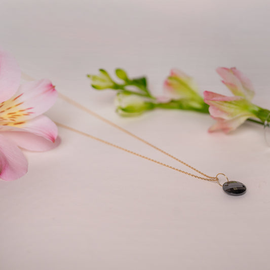 Sale Necklace with Black Garnet Small Disc