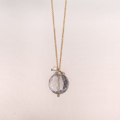 Sale Grey Topaz Coin Necklace with Multi Semi Precious Stones