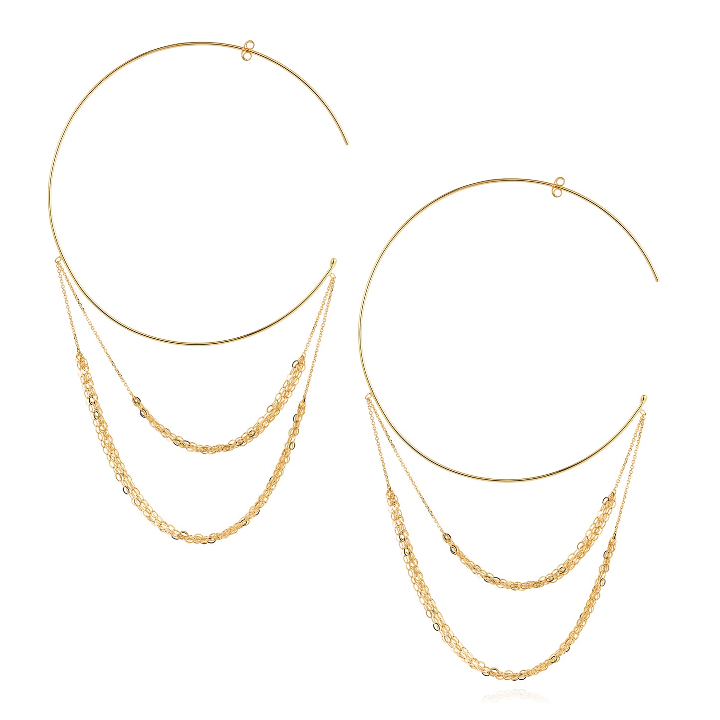 18ct yellow gold hoop with looped layered chains