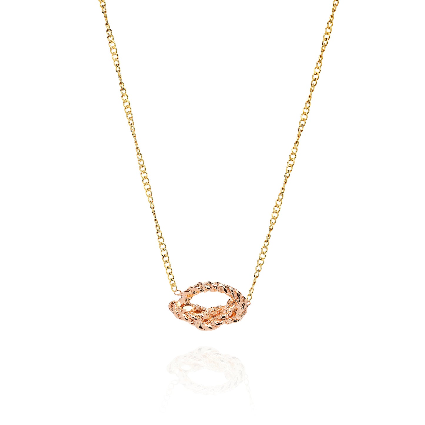 Kerry Huff Knot Necklace Kerry Huff 9ct rose gold Knot on a 9ct yellow gold chain Necklace.