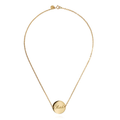18ct yellow gold engraved disc