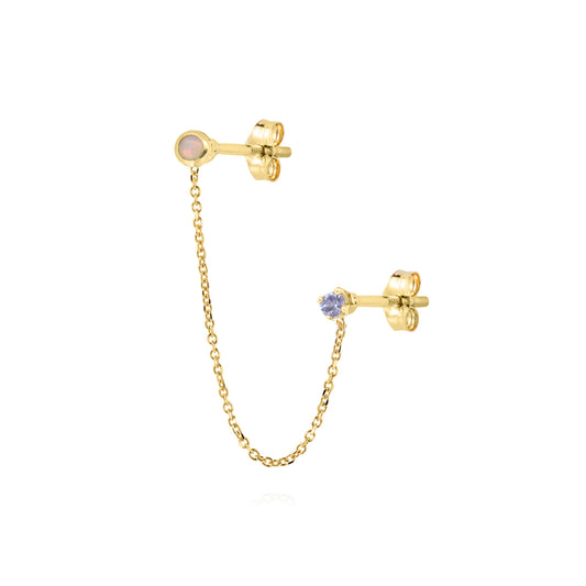 Opal and tanzanite double stud earring