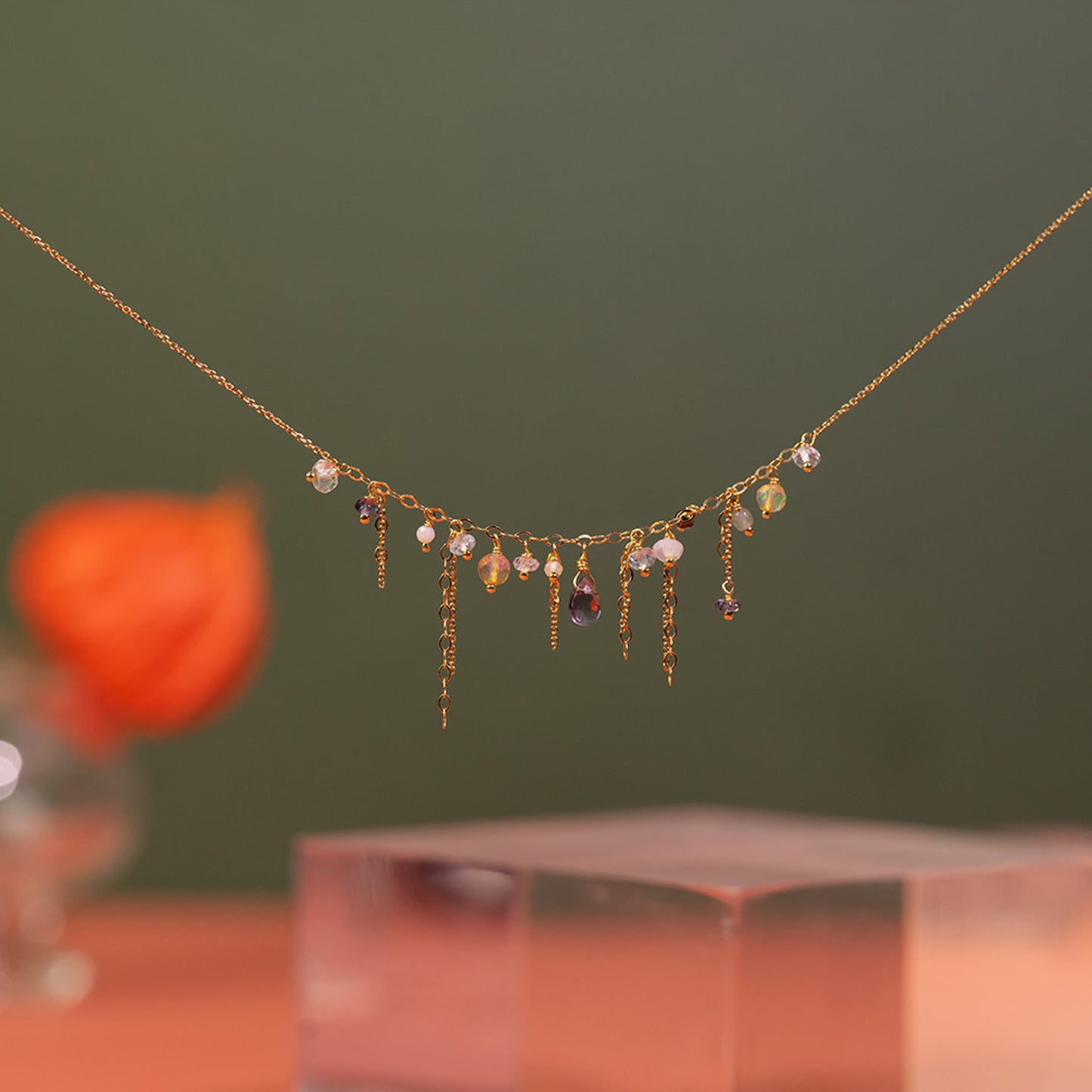 Sale Beaded Chain Tassel Necklace