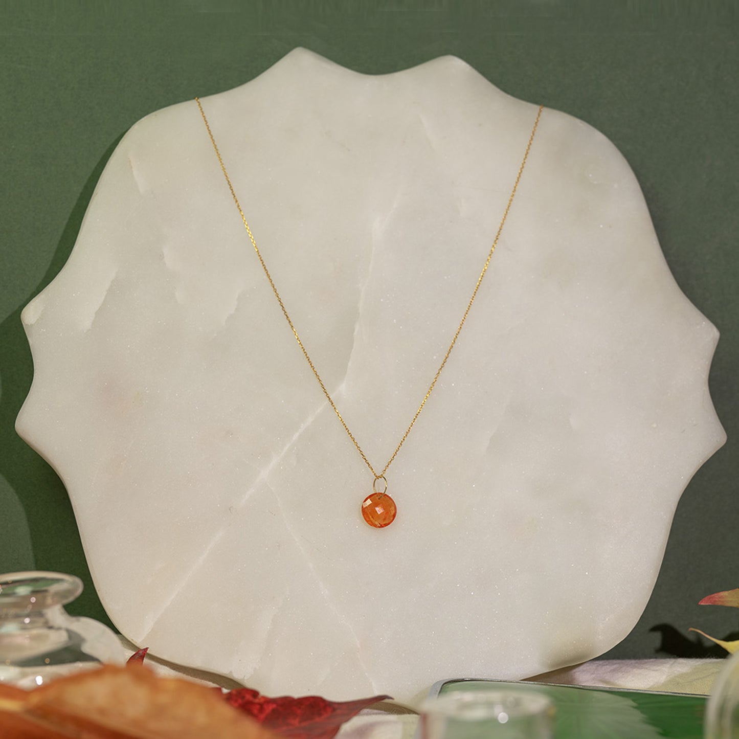 Sale Mandarin Garnet Disc Necklace