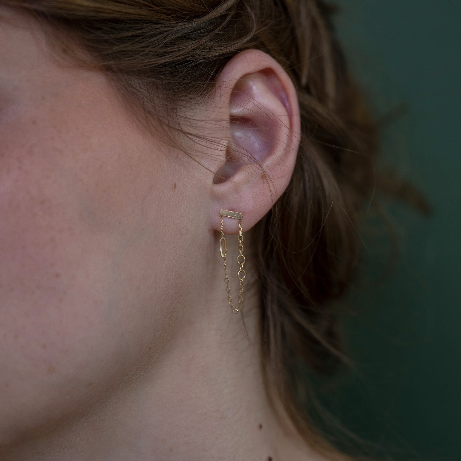 A pair of 18ct Gold Diamond Initial B Stud Earrings