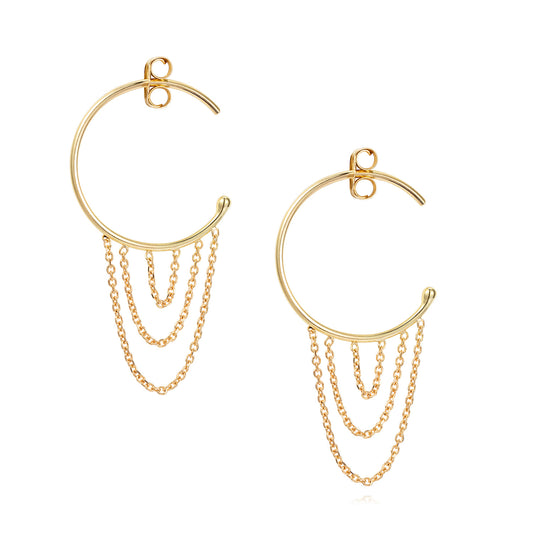 Sweet Pea 18ct yellow gold Nouveau Now small hoops with  layered chains.
