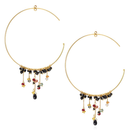 Mystic Chev Large Hoop Earrings With Hanging Chains