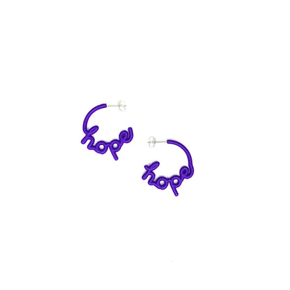 Zoe Sherwood Small 'Hope' Hoop This is ‘Hope’ Hoop earrings purple