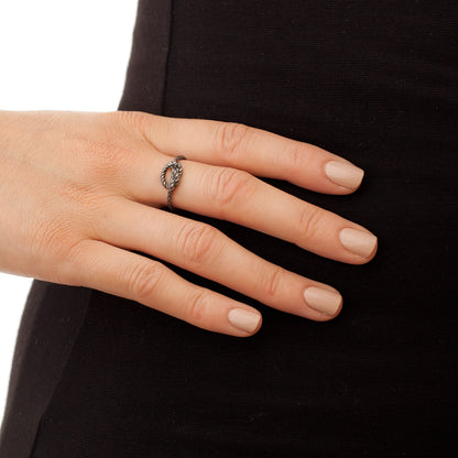 Kerry Huff Silver and Black Rhodium Knot Ring