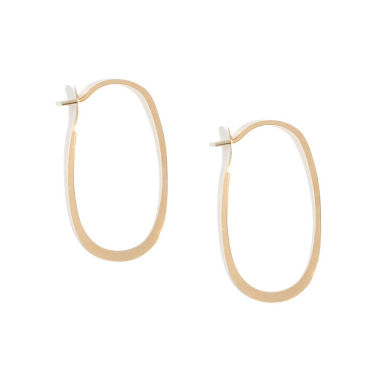 Melissa Joy Manning large oval forged 14k gold hoop earrings
