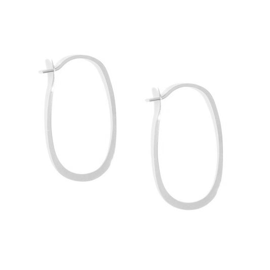 Melissa Joy Manning Large Forged Silver Oval Hoops