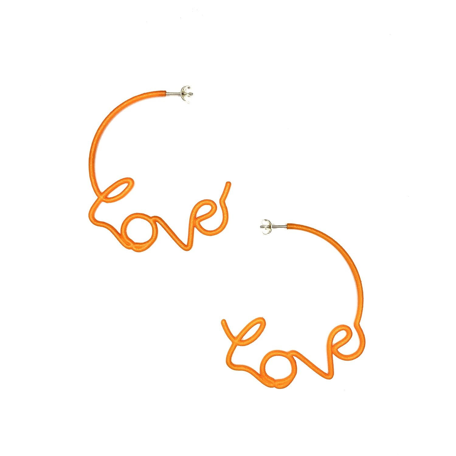 Zoe Sherwood Medium 'Love' Hoops orange