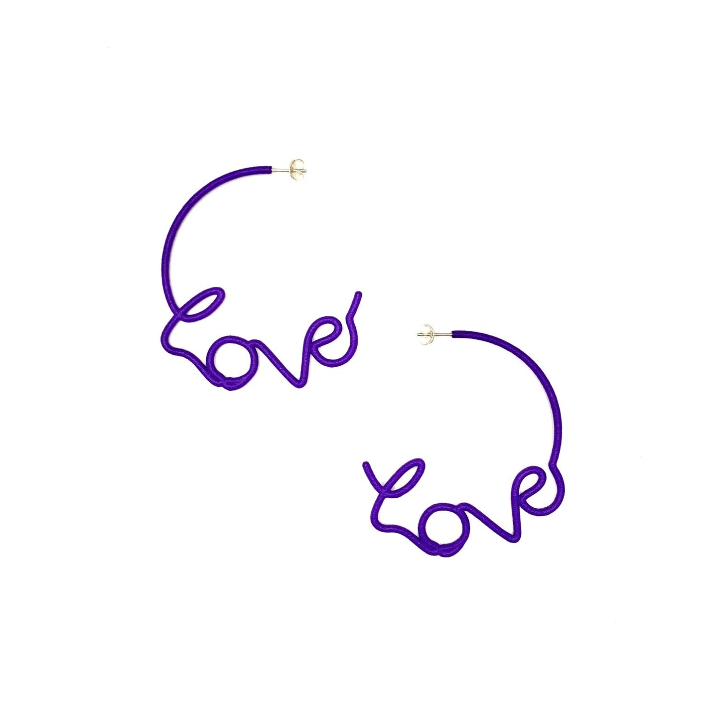 Zoe Sherwood Medium 'Love' Hoops purple