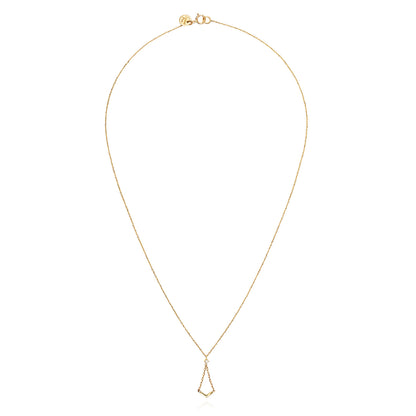18ct yellow gold necklace with diamond and small V-shaped charm  
