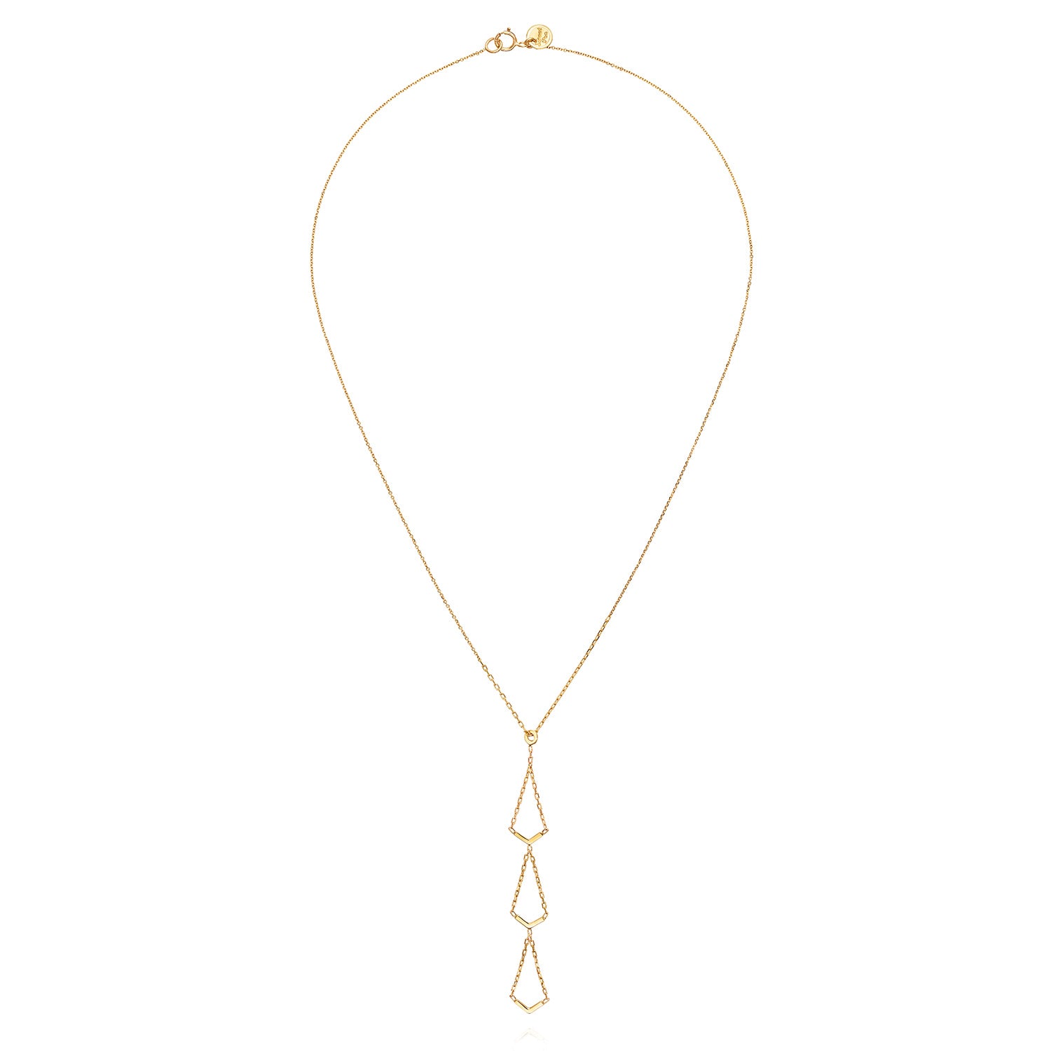 18ct yellow gold necklace with triple V-shaped drops  