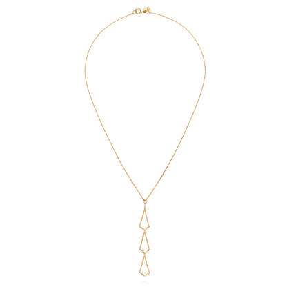 18ct yellow gold necklace with triple V-shaped drops  