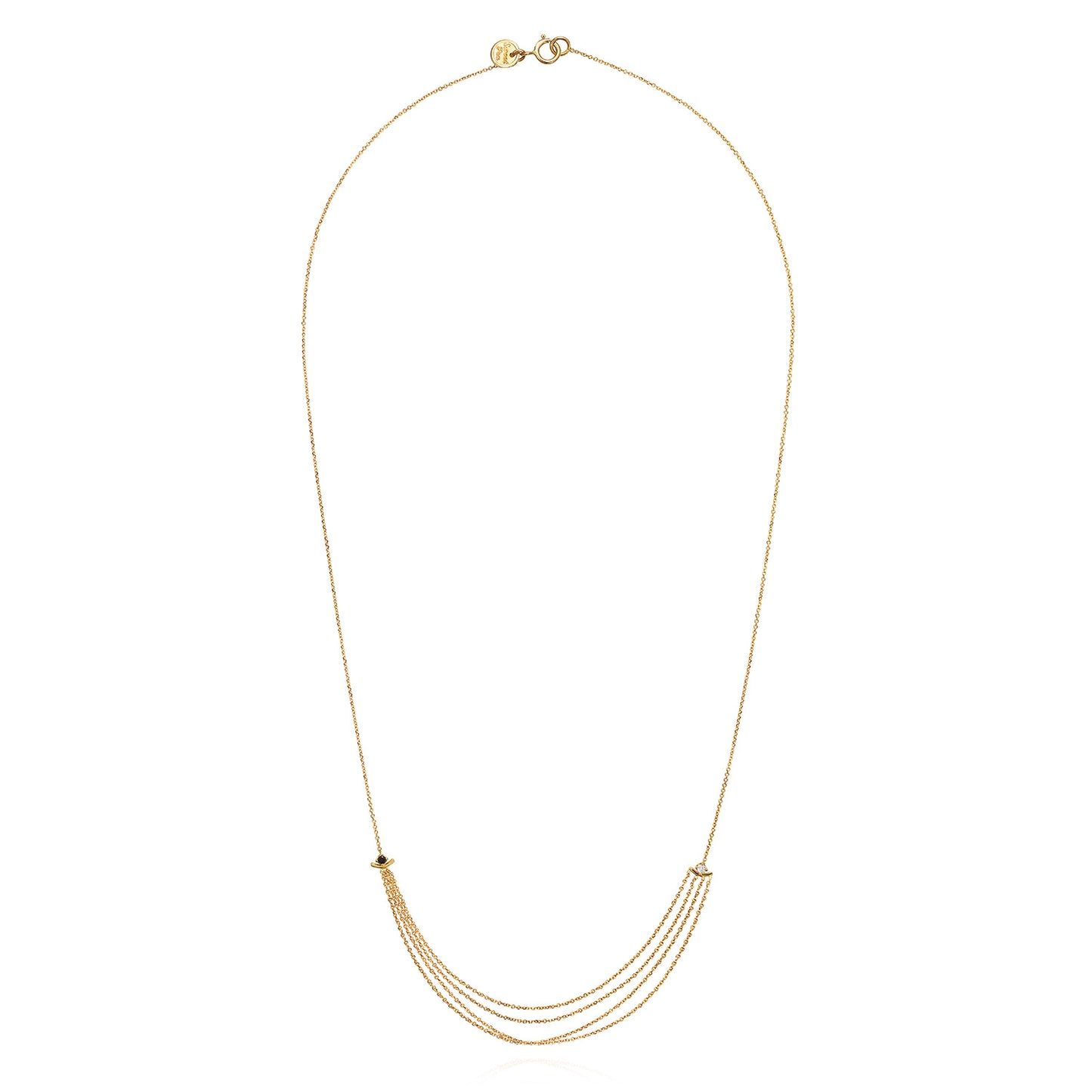 Sweet Pea 18ct yellow gold Nouveau Now black and white diamond layered necklace.