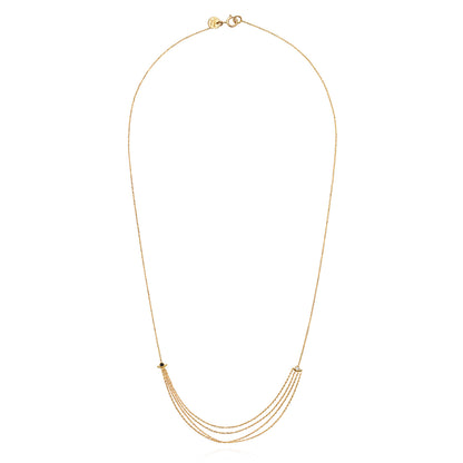 Sweet Pea 18ct yellow gold Nouveau Now black and white diamond layered necklace.
