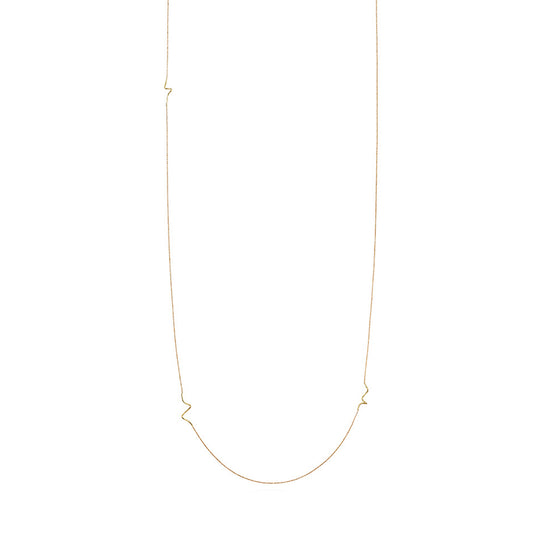 18ct yellow gold long necklace with 5 gold Doodles inserted