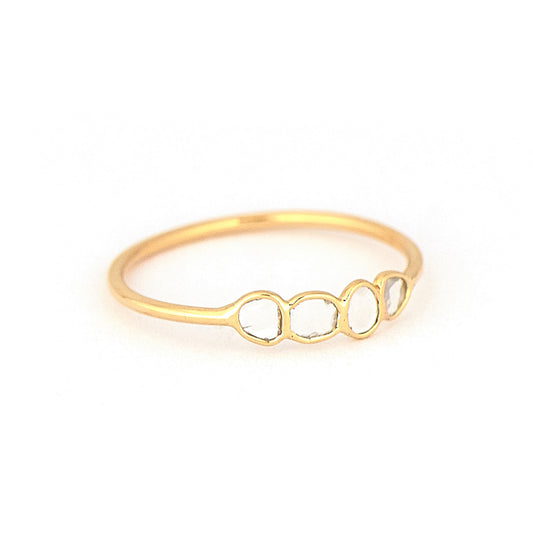 Celine Daoust 14k light yellow gold ring with 4 flat diamonds
