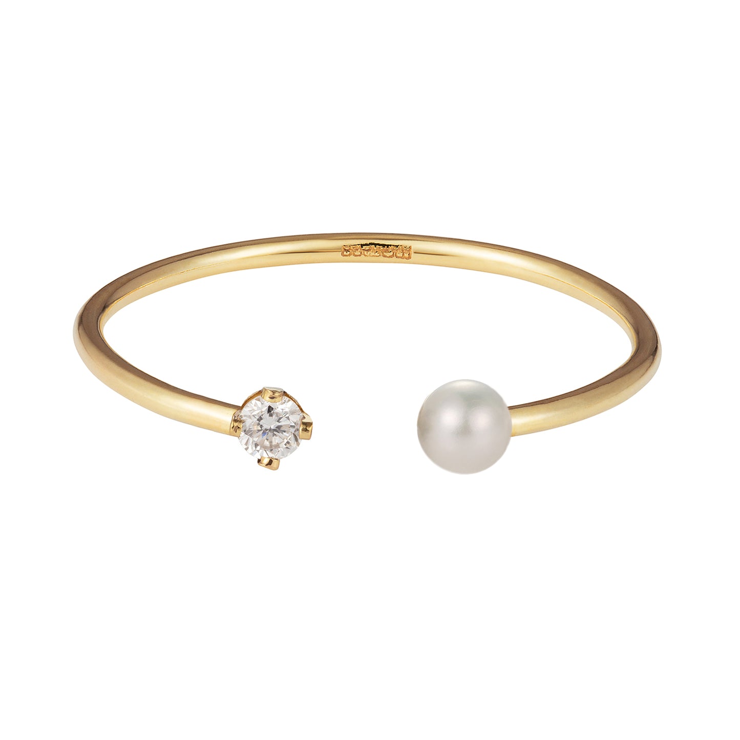 Open Diamond and Pearl Ring