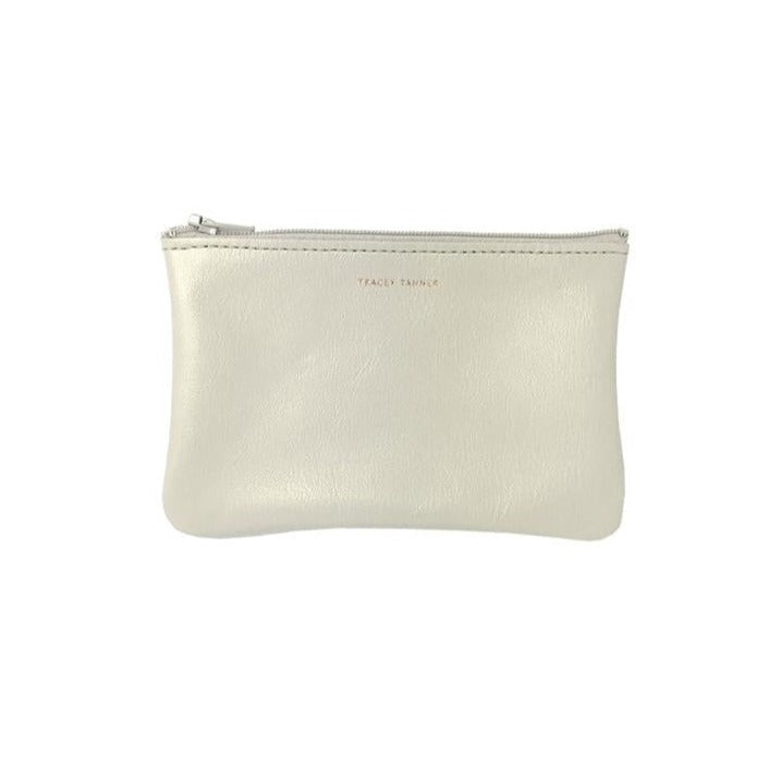 Tracy Tanner Small Flat Zip Pouch Pearl