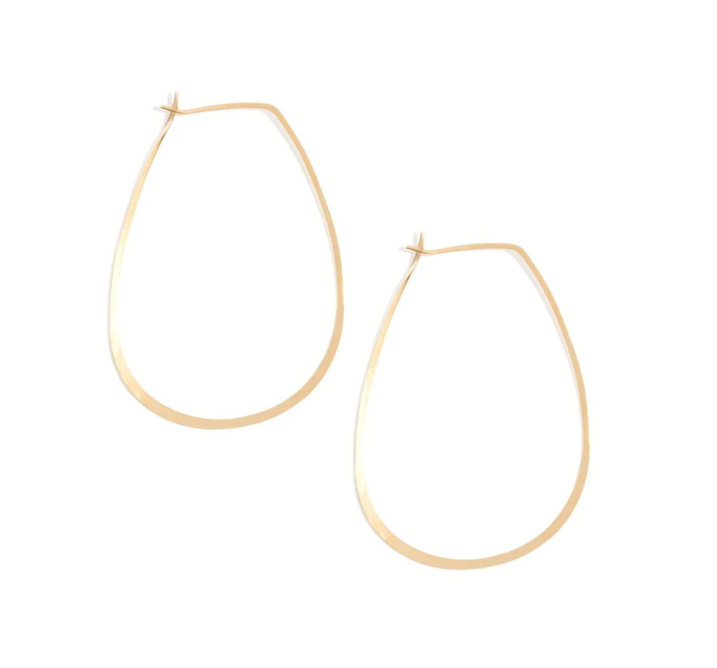 Melissa Joy Manning large gold teardrop hoop earrings