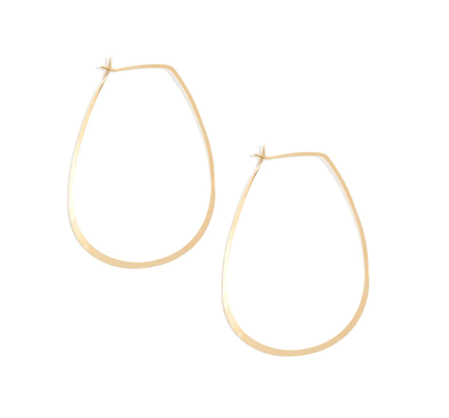 Melissa Joy Manning large gold teardrop hoop earrings