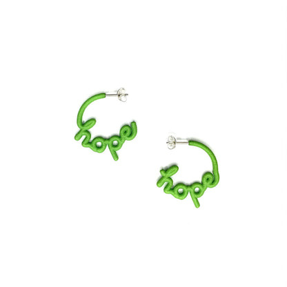 Zoe Sherwood Small 'Hope' Hoop This is ‘Hope’ Hoop earrings green