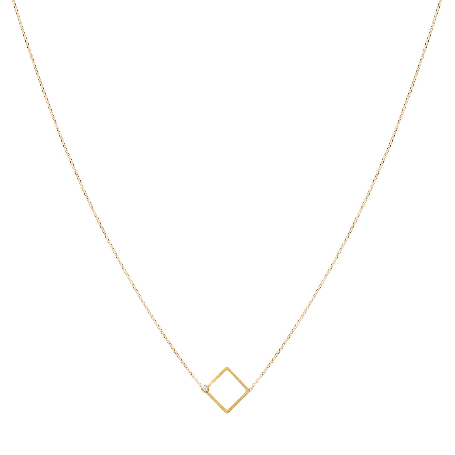 Sweet Pea Precious Maze 18ct yellow gold square diamond chain necklace close up