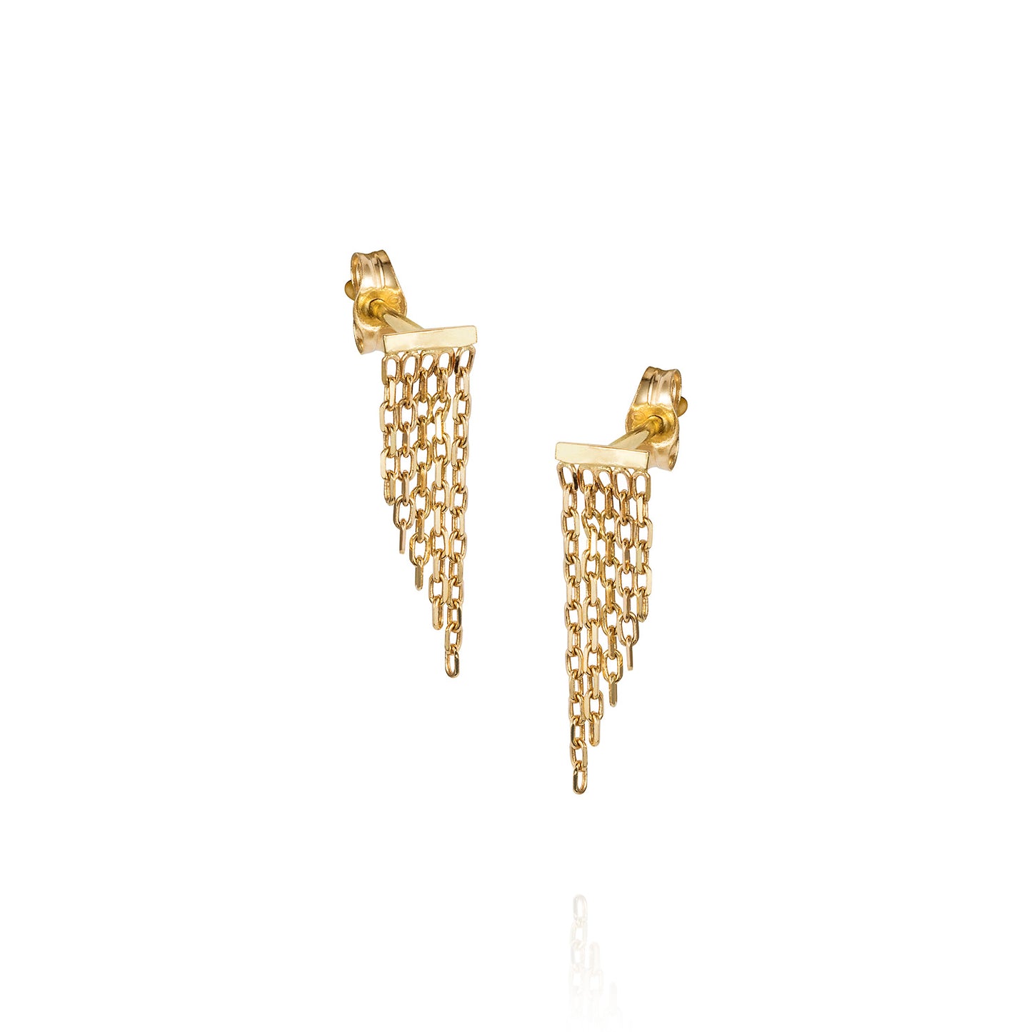 18ct yellow gold small studs with sloped fringe